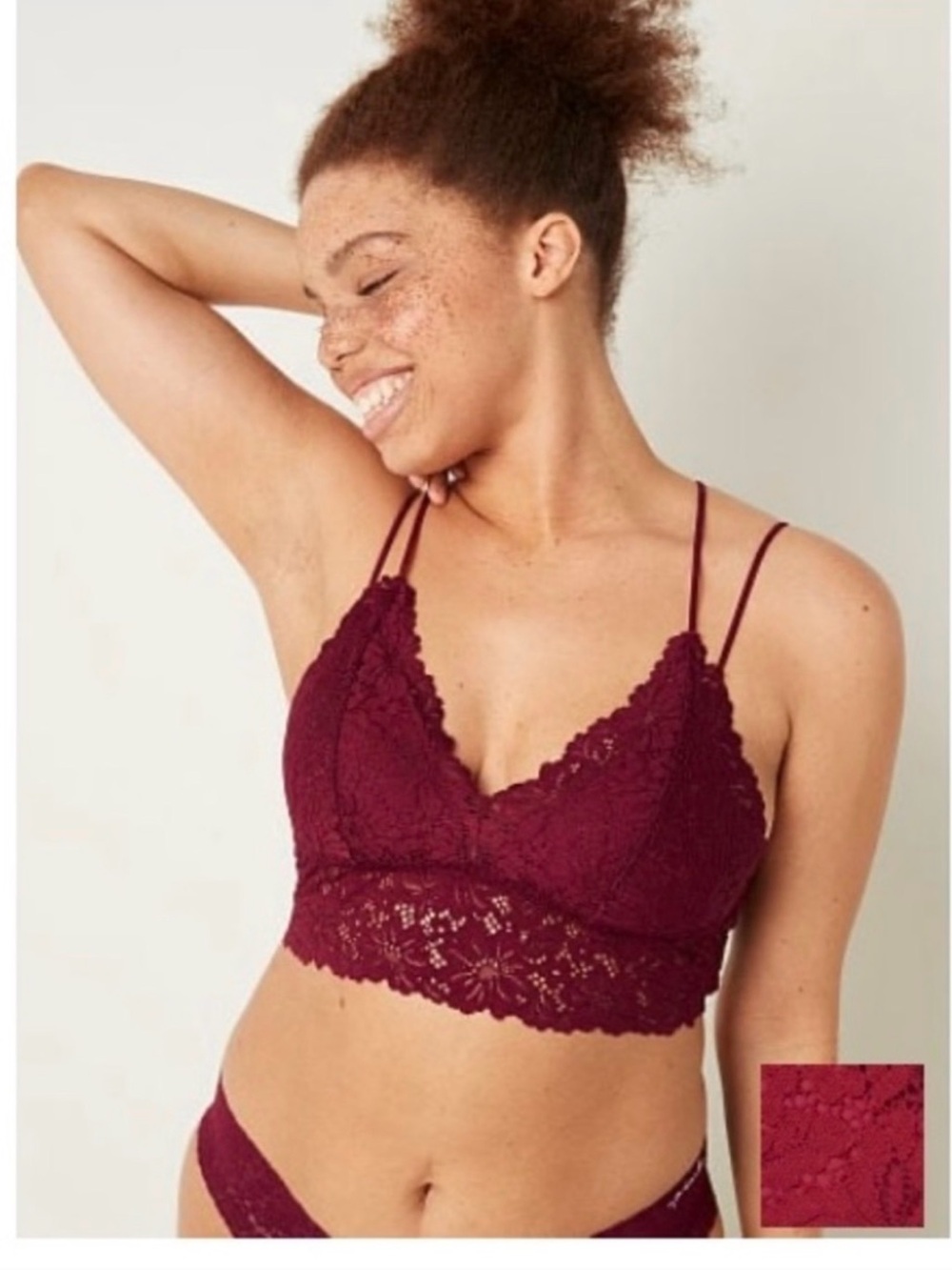 Pink by Victorias Secret Lace Bralette in Burgundy